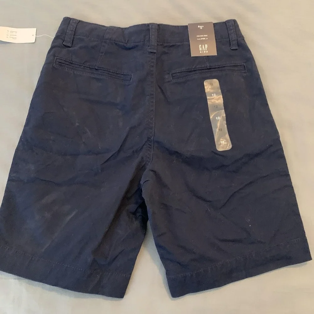 Gap Chino Shorts Boys 12 Blue Adjustable Waist Comfort‎ Stretch Twill Casual